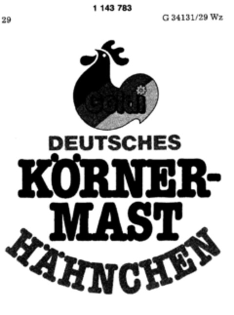 Goldi DEUTSCHES KÖRNER-MAST HÄHNCHEN Logo (DPMA, 17.03.1987)