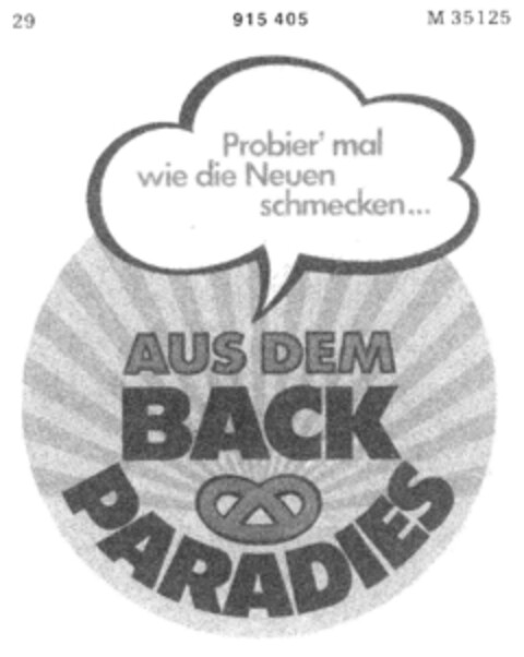 AUS DEM BACK PARADIES Logo (DPMA, 14.12.1971)