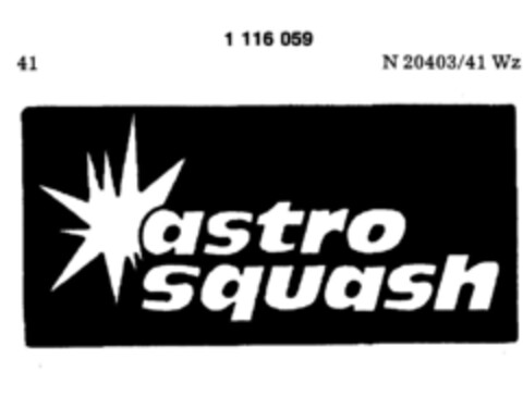 astro squash Logo (DPMA, 02.07.1986)