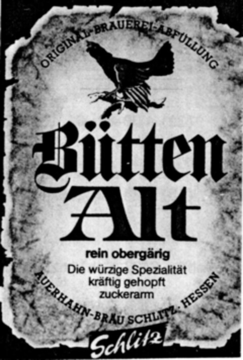 Bütten Alt rein obergärig Logo (DPMA, 02.07.1990)