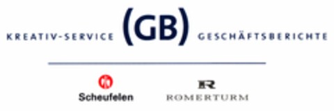 KREATIV-SERVICE(GB)GESCHÄFTSBERICHTE Scheufelen RÖMERTURM Logo (DPMA, 15.09.2005)