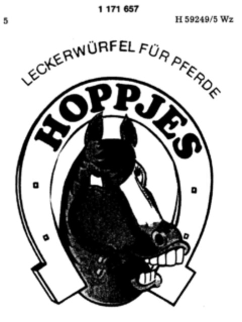 HOPPJES LECKERWÜRFEL FÜR PFERDE Logo (DPMA, 23.03.1988)