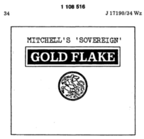 GOLD FLAKE MITCHELL'S 'SOVEREIGN' Logo (DPMA, 26.11.1981)