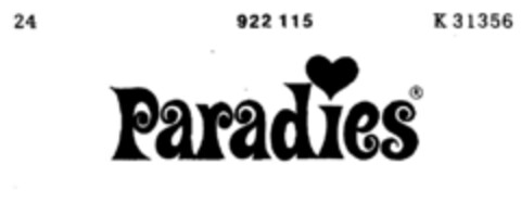 PARADIES Logo (DPMA, 08/27/1970)