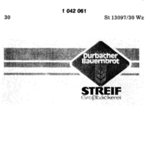 Durbacher Bauernbrot STREIF Großbäckerei Logo (DPMA, 12.06.1982)