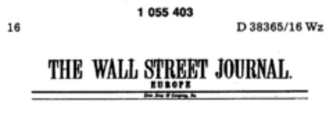 THE WALL STREET JOURNAL EUROPE Logo (DPMA, 24.03.1983)