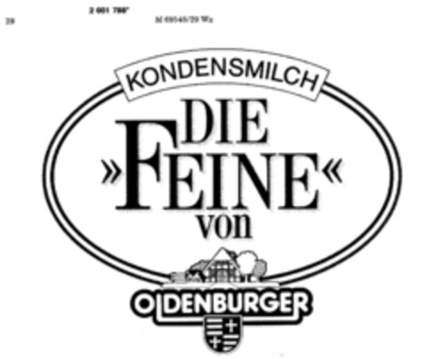 KONDENSMILCH DIE >>FEINE<< von OLDENBURGER Logo (DPMA, 04.04.1991)