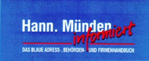 Hann-Münden informiert DAS BLAUE Logo (DPMA, 06/09/1995)