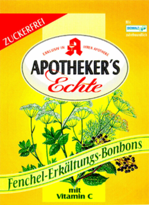 APOTHEKER'S Echte Fenchel-Erkältungs-Bonbons Logo (DPMA, 05/21/1997)