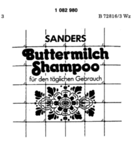 SANDERS Buttermilch Shampoo für den täglichen Gebrauch Logo (DPMA, 29.07.1983)