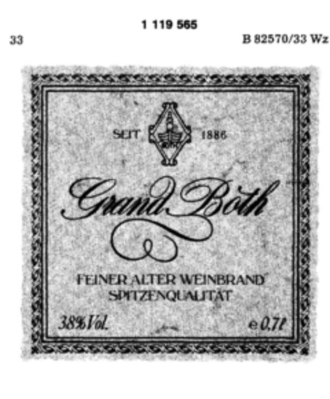 Grand Both FEINER ALTER WEINBRAND SPITZENQUALITÄT Logo (DPMA, 08/27/1987)