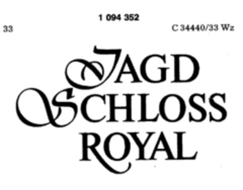 JAGD SCHLOSS ROYAL Logo (DPMA, 08/21/1985)