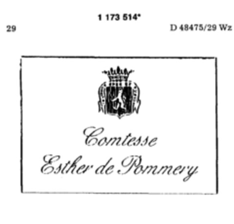 Comtesse Esther de Pommery Logo (DPMA, 13.09.1990)