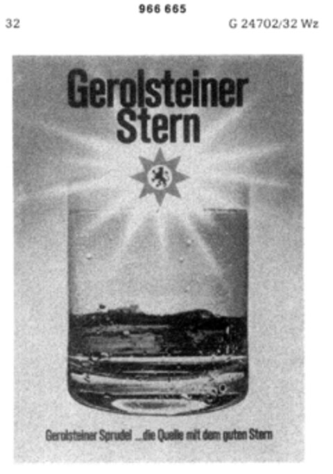 Gerolsteiner Stern Gerolsteiner Sprudel ...die Quelle mit dem guten Stern Logo (DPMA, 09.07.1976)