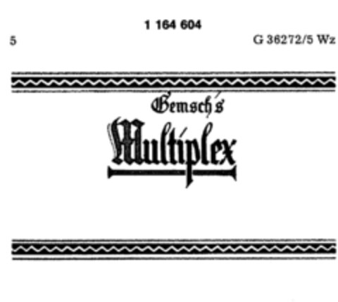 Gemsch's Multiplex Logo (DPMA, 12/29/1988)