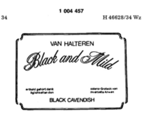 VAN HALTEREN Black and Mild Logo (DPMA, 05.10.1979)