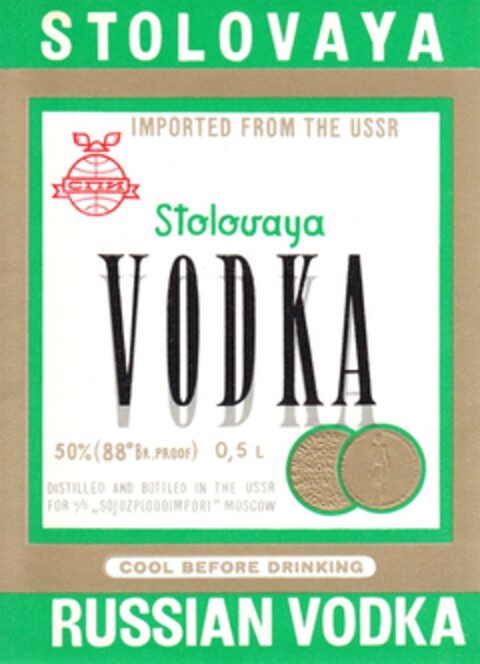 STOLOVAYA VODKA RUSSIAN VODKA Logo (DPMA, 06/02/1975)