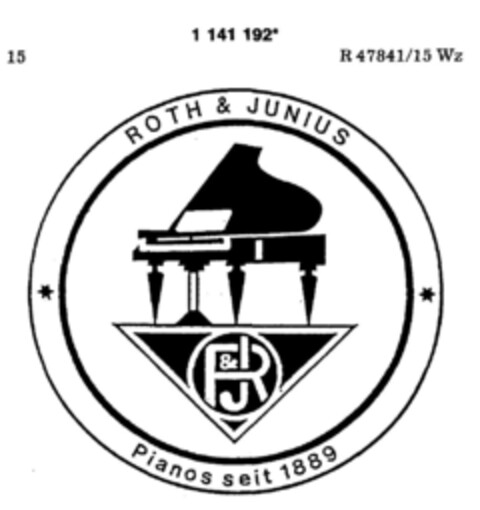 ROTH & JUNIUS Pianos seit 1889 Logo (DPMA, 18.03.1989)