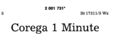 Corega 1 Minute Logo (DPMA, 16.04.1991)