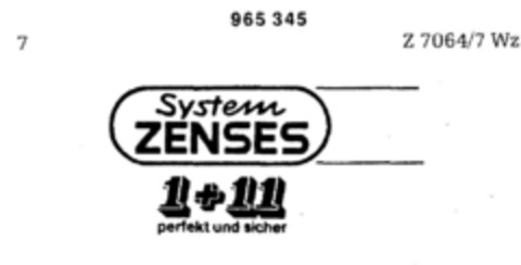 System ZENSES 1+11 perfekt und sicher Logo (DPMA, 18.12.1976)