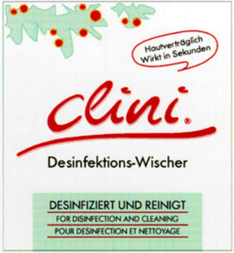 clini Desinfektions-Wischer Logo (DPMA, 26.05.1995)