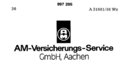 AM-Versicherungs-Service GmbH, Aachen Logo (DPMA, 02.04.1979)