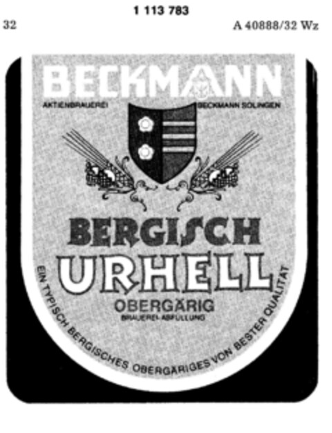 BECKMANN AKTIENBRAUEREI Logo (DPMA, 20.01.1986)