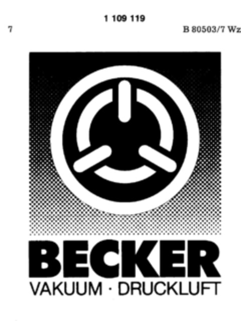 BECKER VAKUUM DRUCKLUFT Logo (DPMA, 08.11.1986)