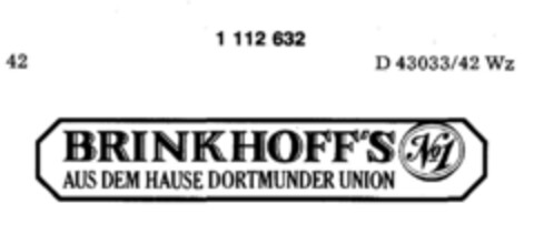 BRINKHOFF`S No 1 AUS DEM HAUSE DORTMUNDER UNION Logo (DPMA, 14.02.1987)