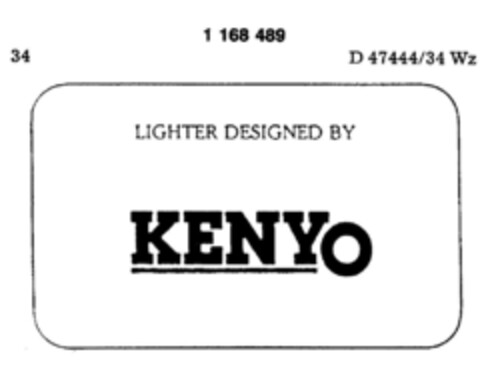 LIGHTER DESIGNED BY KENYO Logo (DPMA, 21.12.1989)