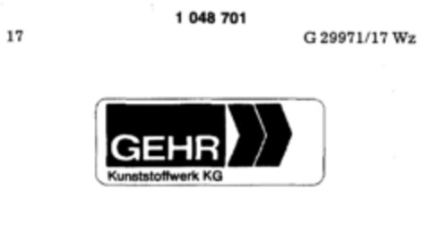 GEHR Kunststoffwerk KG Logo (DPMA, 11/18/1982)