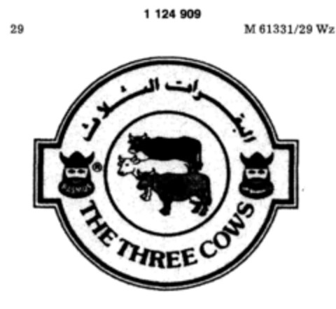 THE THREE COWS Logo (DPMA, 04.09.1987)