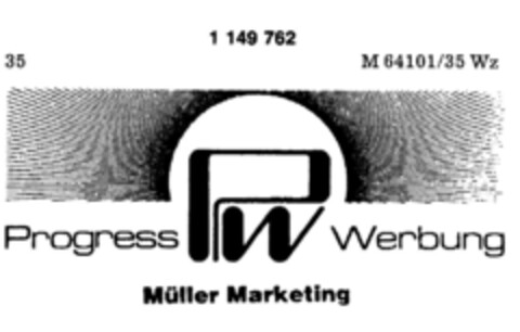 Progress Werbung PW Logo (DPMA, 12/05/1988)