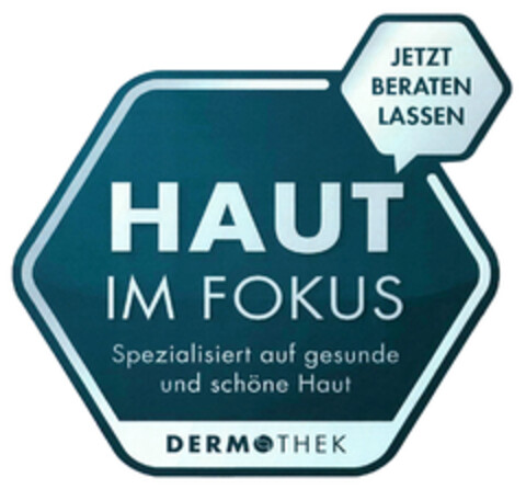 HAUT IM FOKUS Spezialisiert auf gesunde und schöne Haut DERMOTHEK JETZT BERATEN LASSEN Logo (DPMA, 02/13/2021)