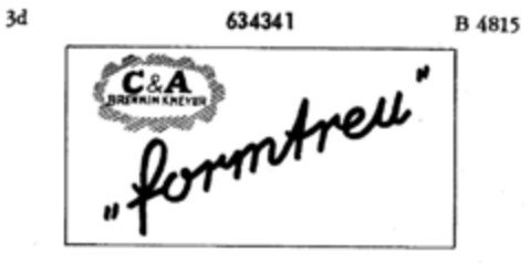 "formtreu" C&A BRENNINKMEYER Logo (DPMA, 06.03.1952)