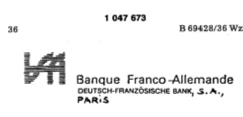 BANQUE FRANCO-ALLEMANDE Logo (DPMA, 12/16/1981)