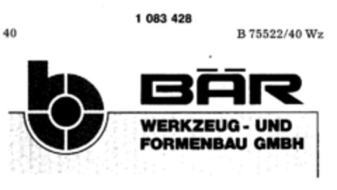 BÄR WERKZEUG- UND FORMENBAU GMBH Logo (DPMA, 10/13/1984)