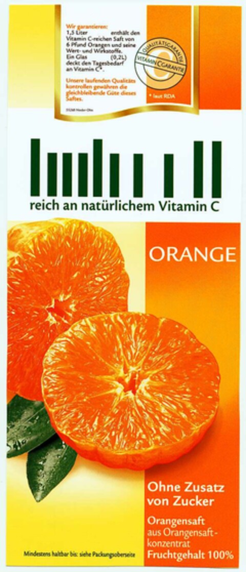 reich an natürlichem Vitamin C ORANGE Logo (DPMA, 03.12.2002)