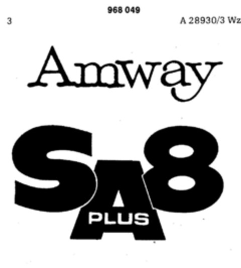 Amway SA PLUS 8 Logo (DPMA, 01/26/1977)