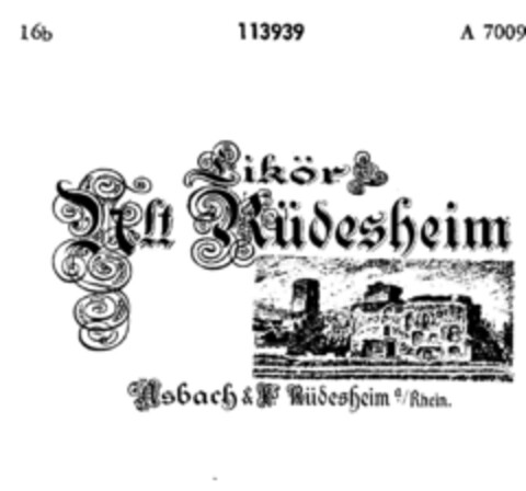 Likör Alt Rüdesheim Asbach Logo (DPMA, 07/20/1908)