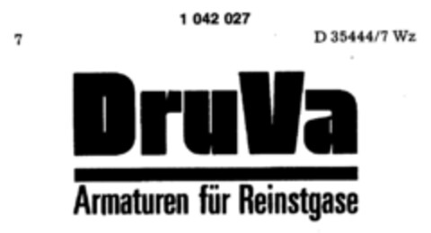DruVa Armaturen für Reingstgase Logo (DPMA, 05.08.1980)