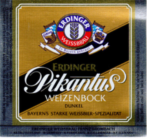 ERDINGER Pikantus WEIZENBOCK DUNKEL Logo (DPMA, 24.03.1989)