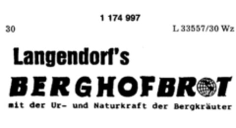 Langendorf's BERGHOFBROT Logo (DPMA, 25.05.1990)