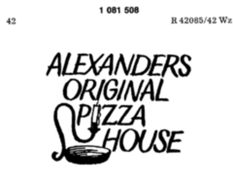 ALEXANDERS ORIGINAL PIZZA HOUSE Logo (DPMA, 18.06.1984)