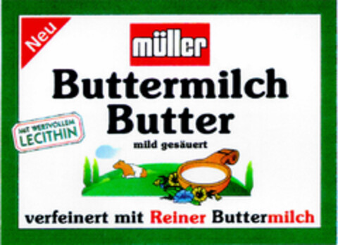 Buttermilch Butter mild gesäuert MIT WERTVOLLEM LECITHIN Logo (DPMA, 17.08.1999)