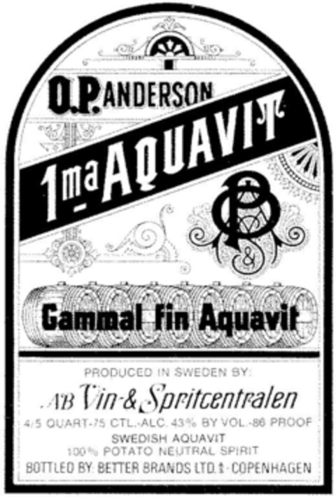 O.P. ANDERSON 1ma AQUAVIT Logo (DPMA, 27.02.1974)