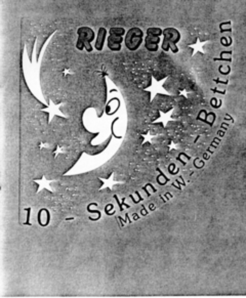 RIEGER 10-Sekunden- Bettchen Made in W.-Germany Logo (DPMA, 02.10.1989)