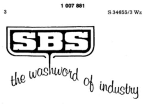 SBS the washword of industry Logo (DPMA, 03/07/1980)