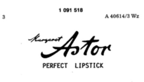 Margaret Astor PERFECT LIPSTICK Logo (DPMA, 09.11.1985)