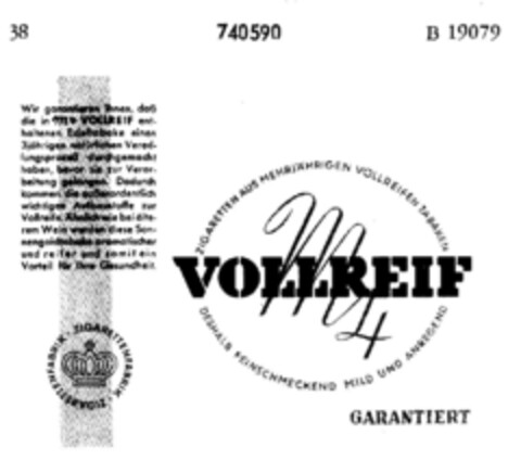 VOLLREIF GARANTIERT Logo (DPMA, 08.12.1958)